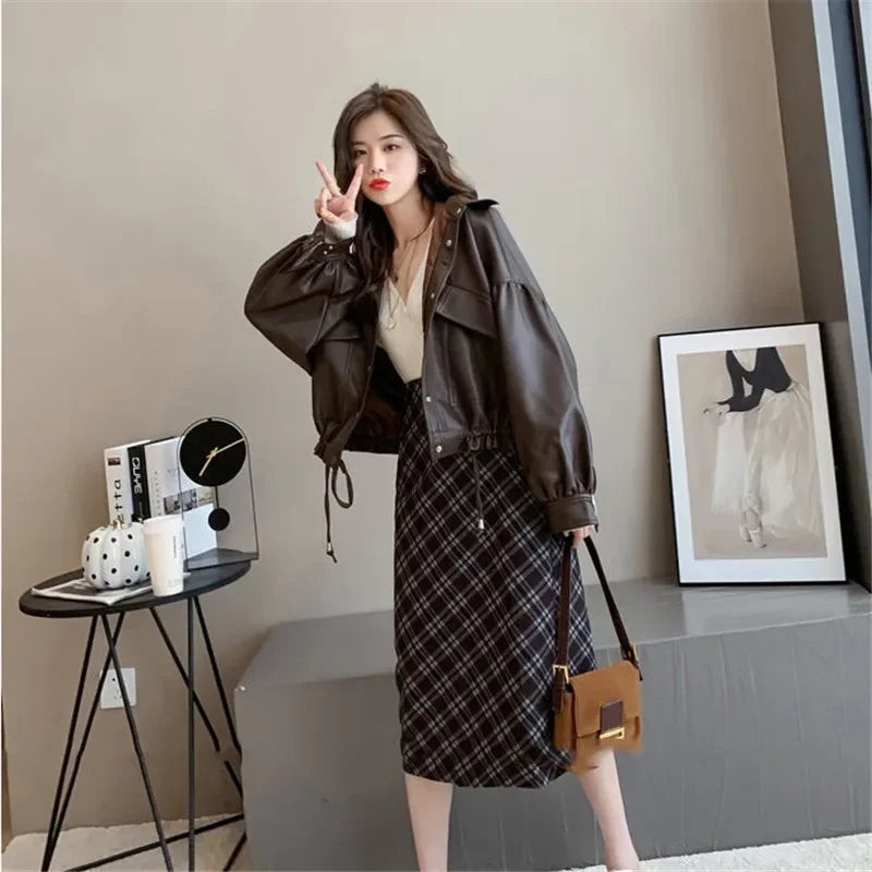 New Autumn Winter Faux Leather Jacket Women Oversize PU Coat Loose