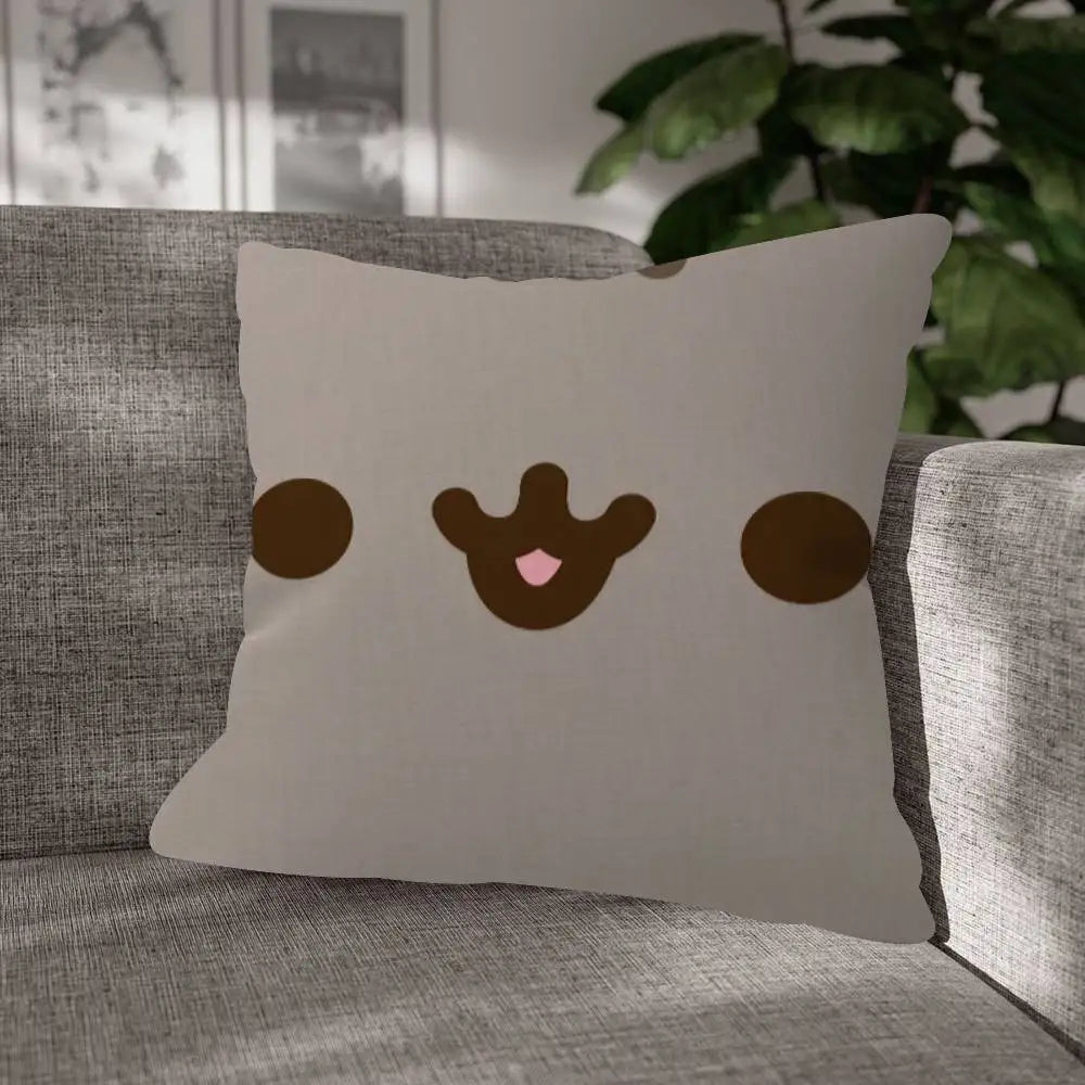 Pusheen Cartoon Cushion Cover, Cute Anime Printed Polyester Pillowcase, Decorative Throw Pillow Cover for Sofa, Bed, Bedroom, Kids’ Room & Home Decor