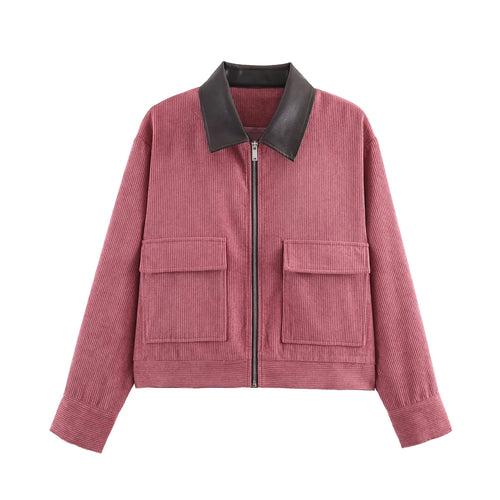 Women’s Pink Loose Fit Casual Jacket – Spring Streetwear Outerwear