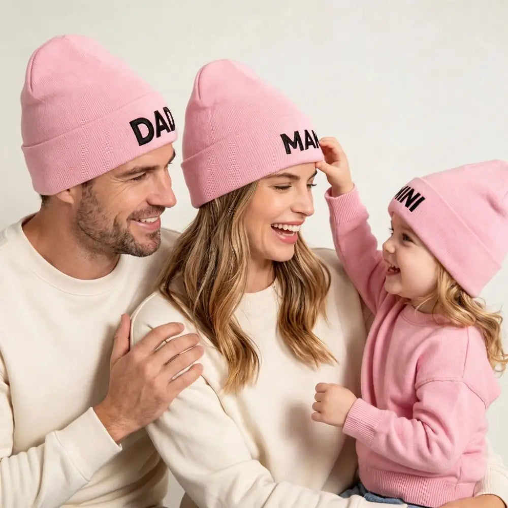 Cute Printed Family Matching Cap Parent-child Wool Knit Beanie Warm Retro Printing Knit Cap Apparel Accessories
