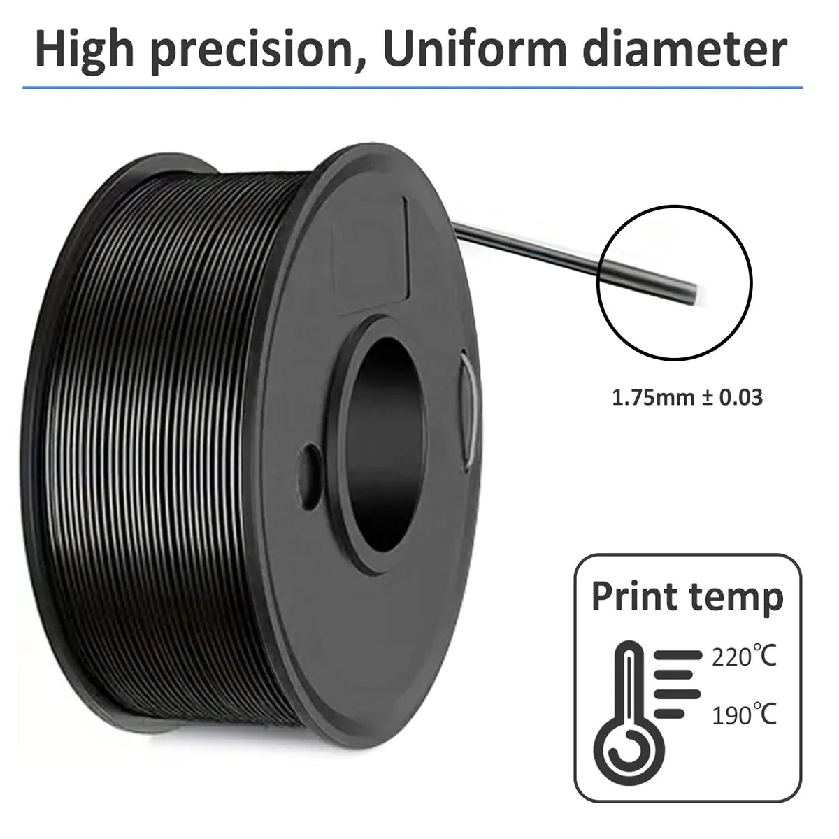 PLA 3D Printer Filament 1.75mm – 250g / 80m Solid FDM Printing Filament for 3D Printers