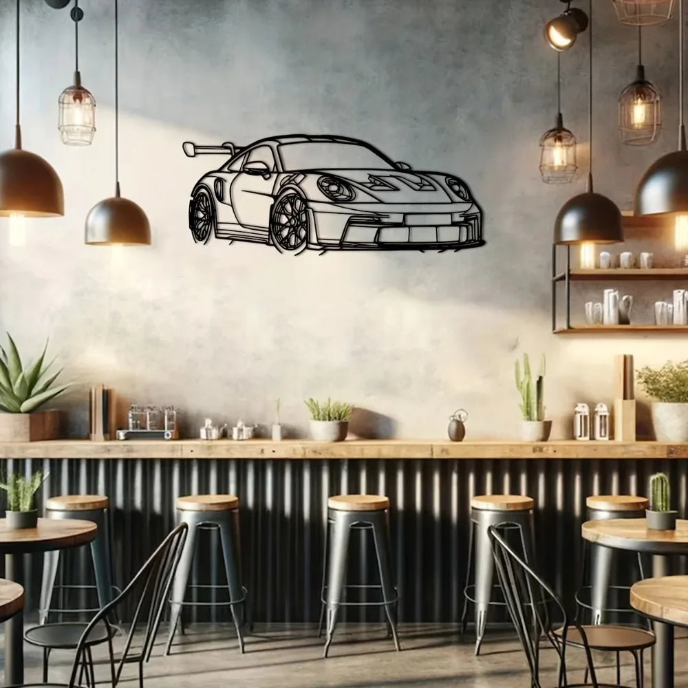 1pc Supercar Metal Wall Art - Modern Iron Racing Car Outline Decor for Home, Perfect Gift for Car Enthusiasts