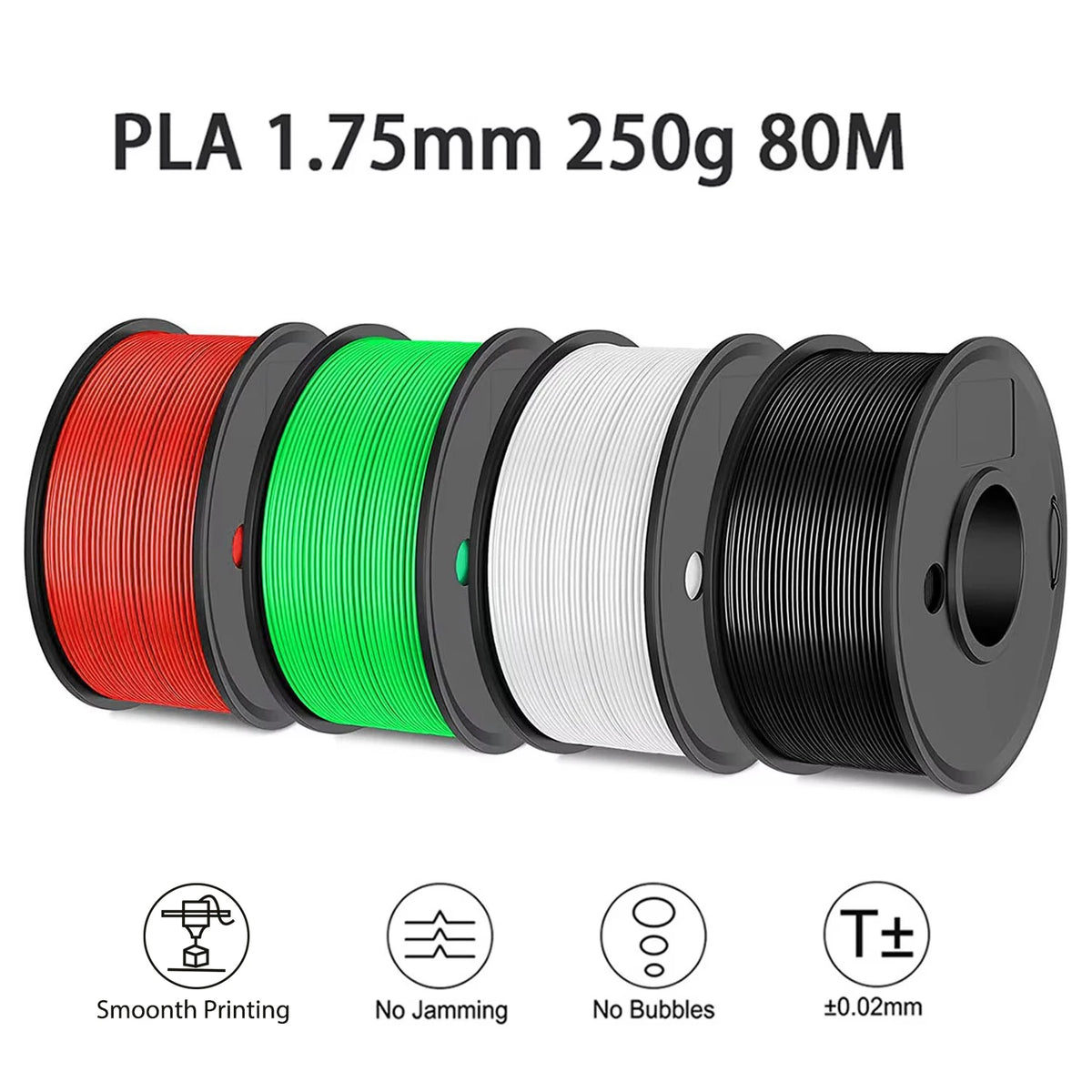 PLA 3D Printer Filament 1.75mm – 250g / 80m Solid FDM Printing Filament for 3D Printers