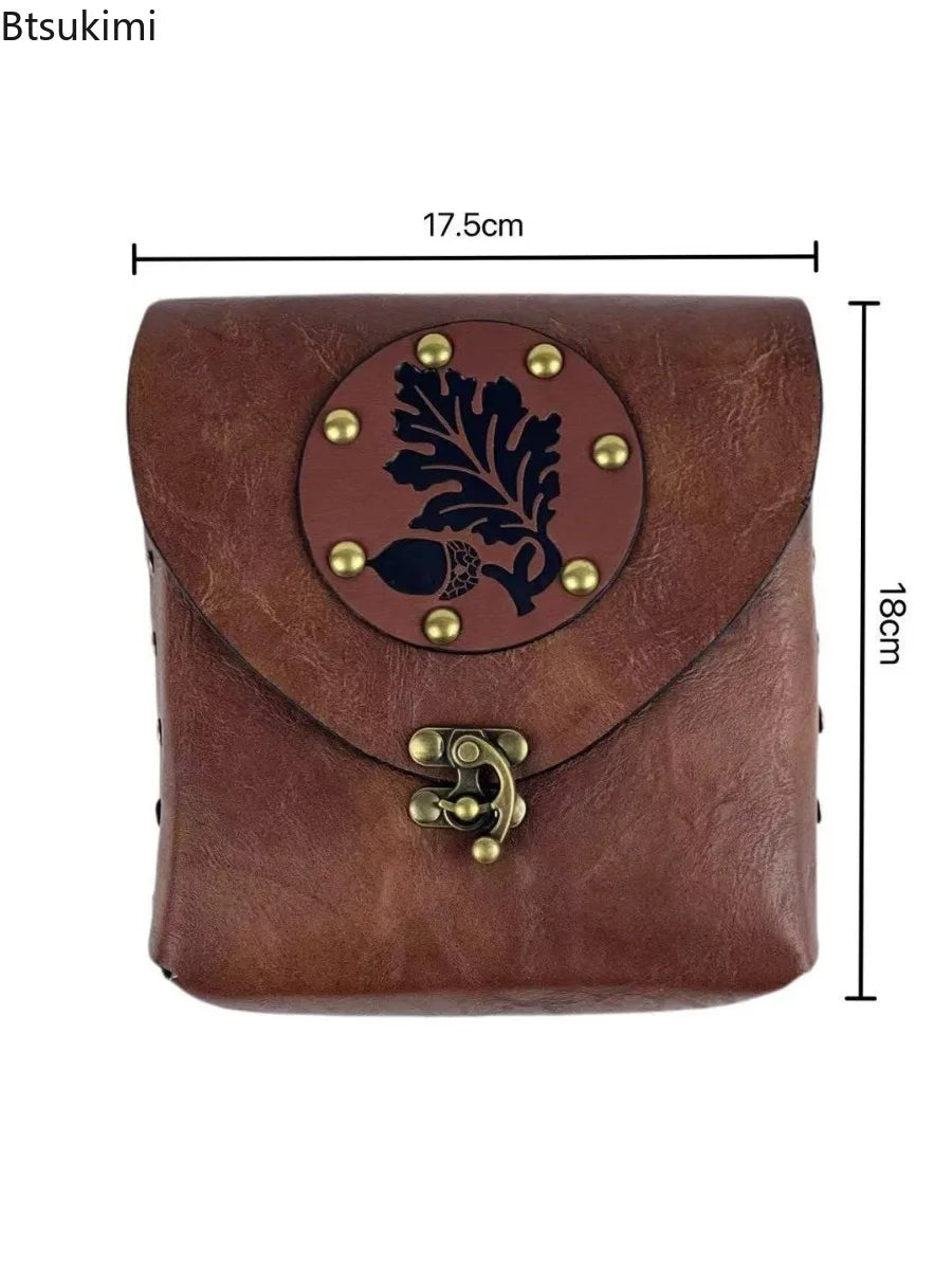 Halloween Cosplay Costumes for Women Fashionable PU Balck Brown Retro Hand-held Wallet Vintage Viking Knight Pirate Accessories