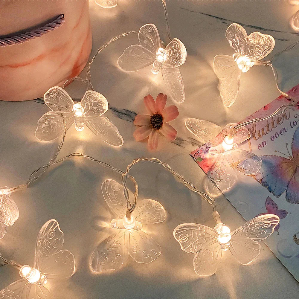 LED Butterfly String Lights 1.5M–6M, Warm White Fairy Lights with Butterfly Garland Design, USB & Battery Options for Girls’ Bedroom, Wedding, Birthday & Party Decor