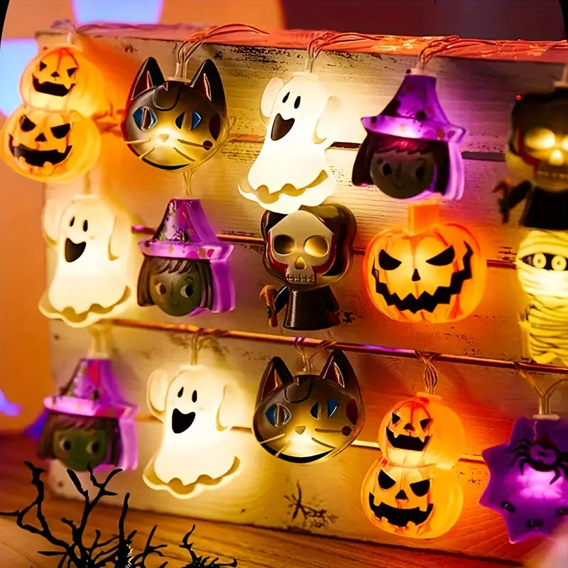 Halloween LED String Lights, Spooky Cartoon Fairy Lights for Kids’ Room, Wall & Indoor Decor, Battery-Powered Holiday Lights for Halloween Parties