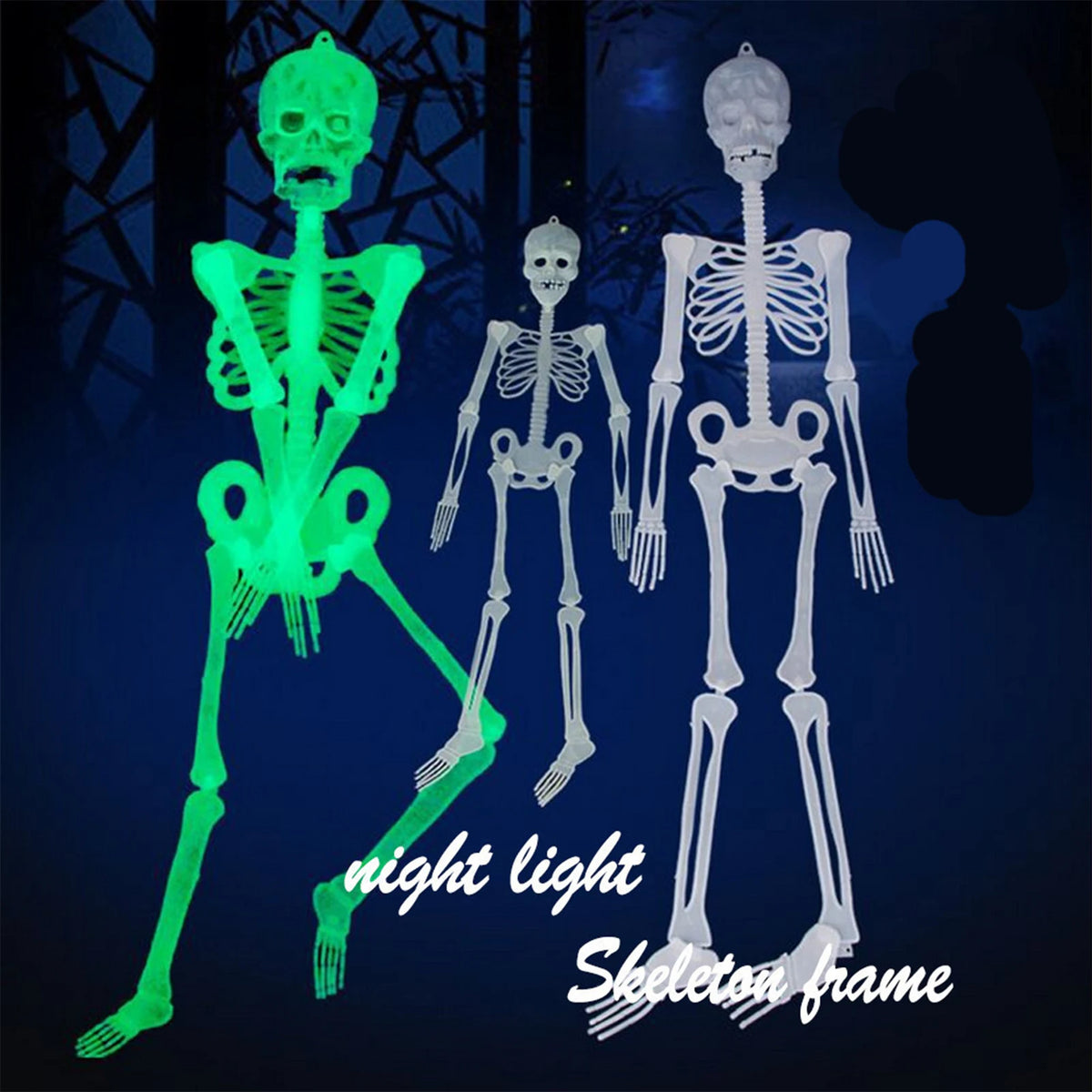 Glowing Skeleton Halloween Decor 32cm Scary Haunted House Props for Party Decoration Spooky Prank Supplies