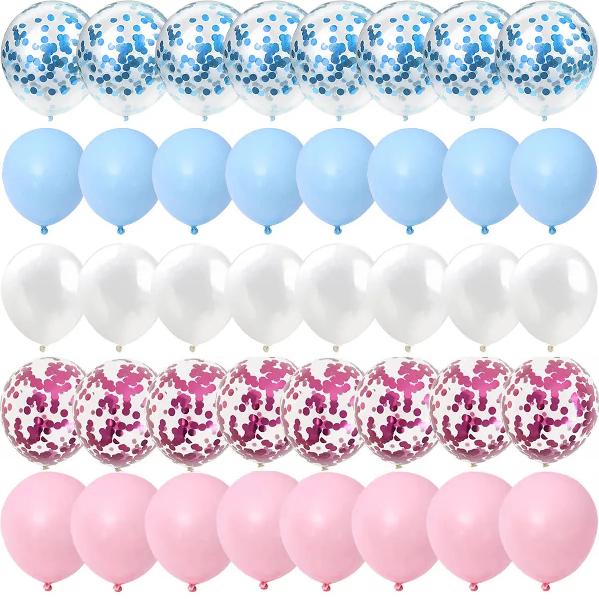 Gender Reveal Balloons 40pcs, Pink & Blue Latex Confetti Balloons, Boy or Girl Baby Shower Balloon Garland Arch Kit for Birthday, Wedding & Party Decor