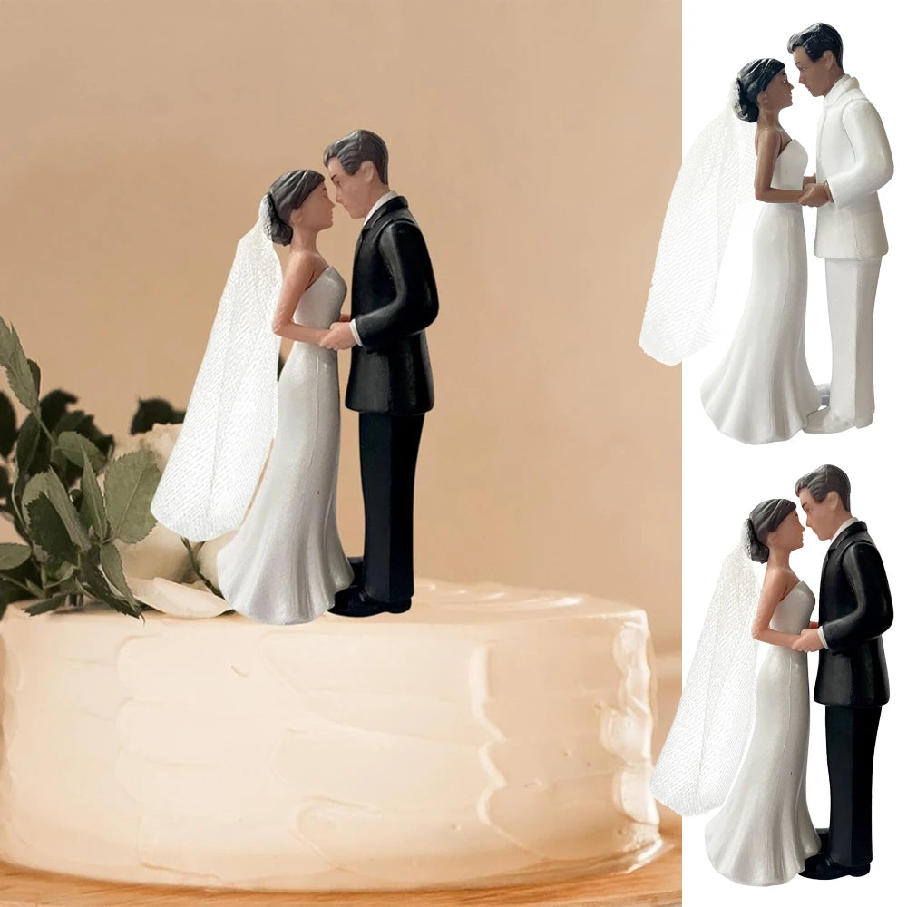 Bride & Groom Cake Topper – Romantic Resin Couple Figurines for Wedding Cakes, Anniversaries & Party Decor