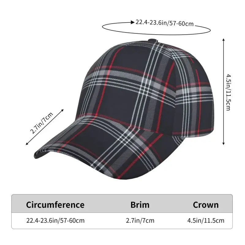 Custom GTI Tartan Baseball Cap, Unisex Adjustable Snapback Hat, Vintage Washed Oxford Cap with Printed Pattern, Retro Sun Visor for Casual Outdoor Wear