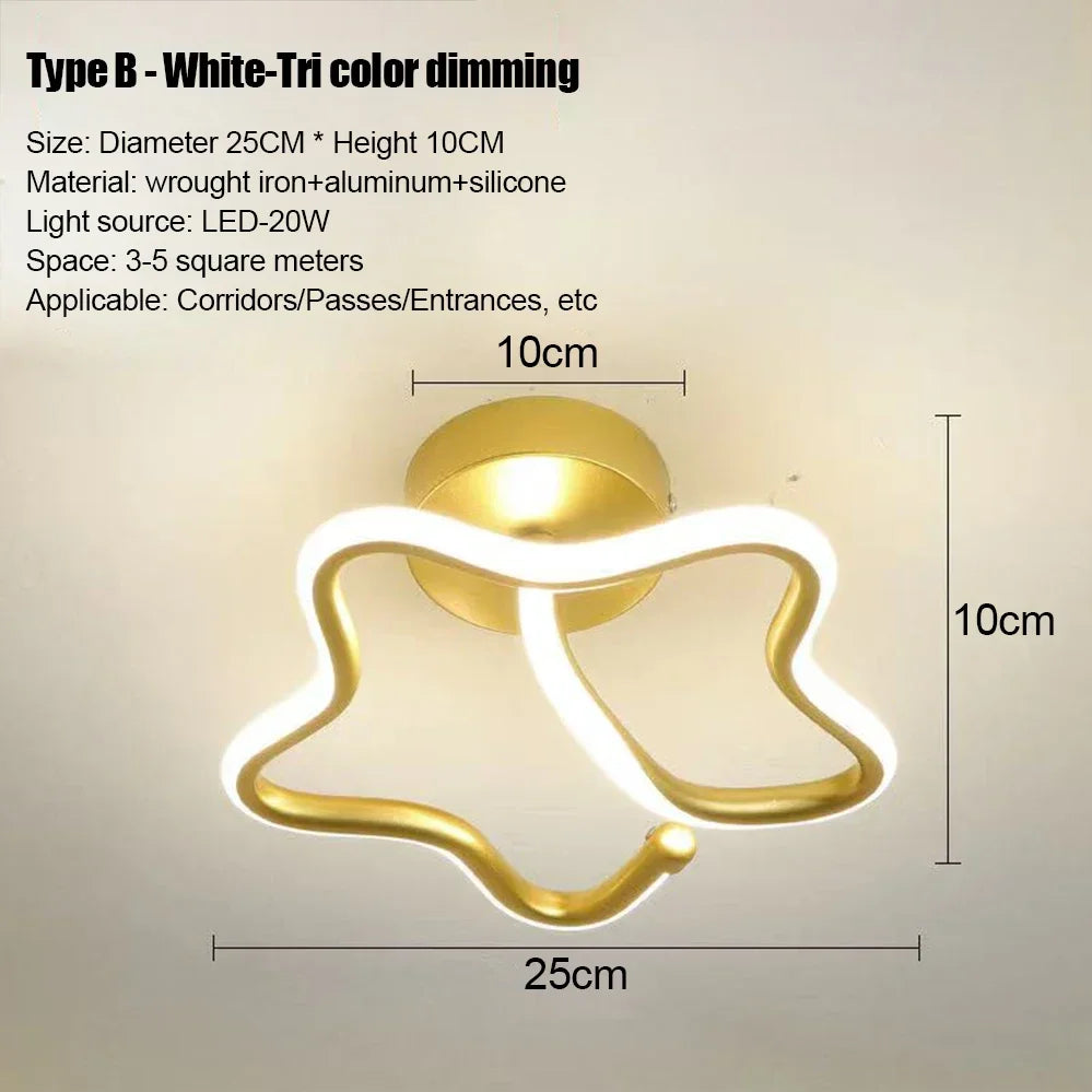 Modern LED Ceiling Light – Multi-Shape Minimalist Flush Mount Lamp with 3-Color Lighting