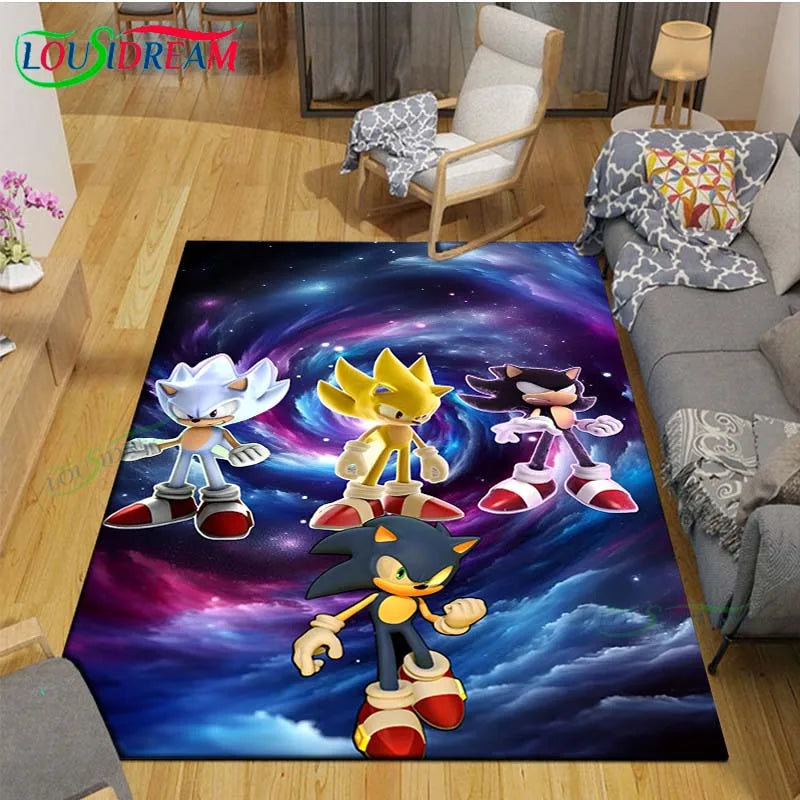 3D Cartoon Area Rug, Printed Polyester Crystal Velvet Carpet with Non-Slip Backing, Cute Kids Bedroom & Living Room Mat for Playroom, Nursery, Home & Decor