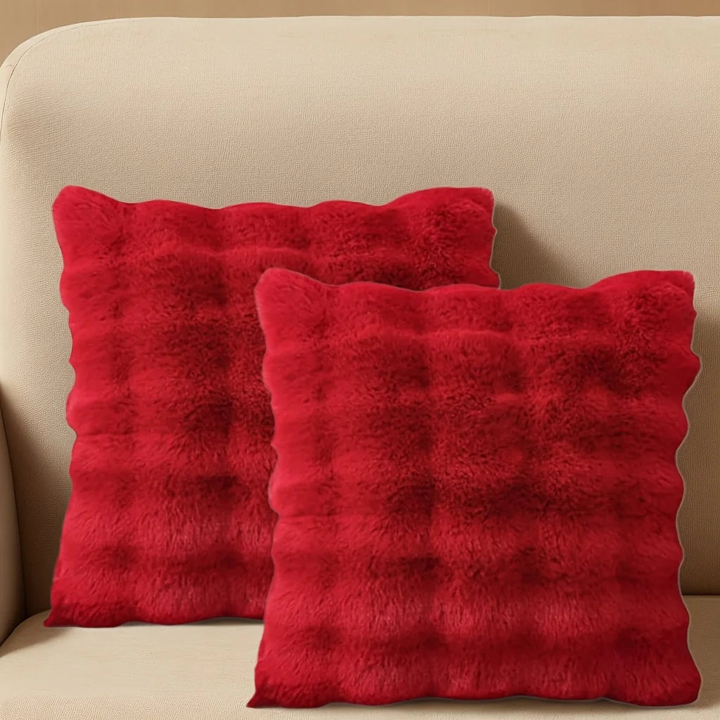Pack of 2 Plush Decorative Pillow Covers – Modern Minimalist Solid Cushion Cases for Sofa, Bed, Bedroom & Car