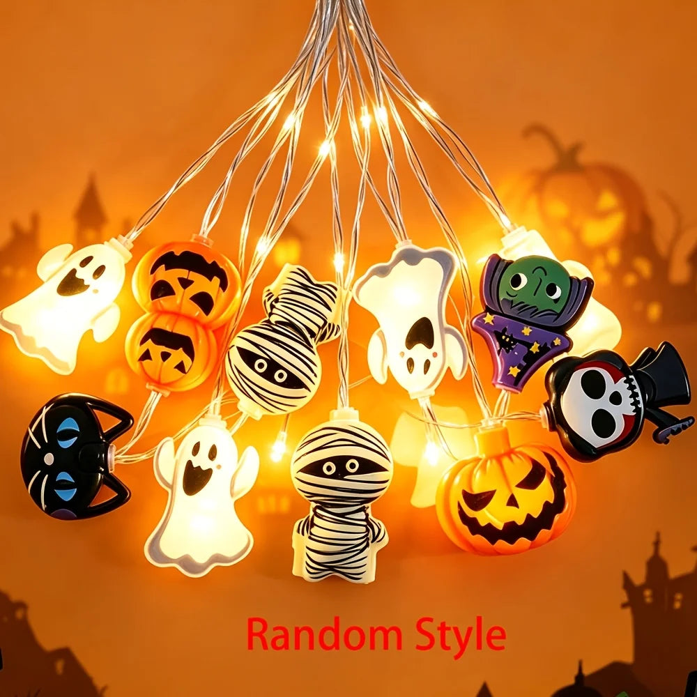 Halloween LED String Lights, Spooky Cartoon Fairy Lights for Kids’ Room, Wall & Indoor Decor, Battery-Powered Holiday Lights for Halloween Parties