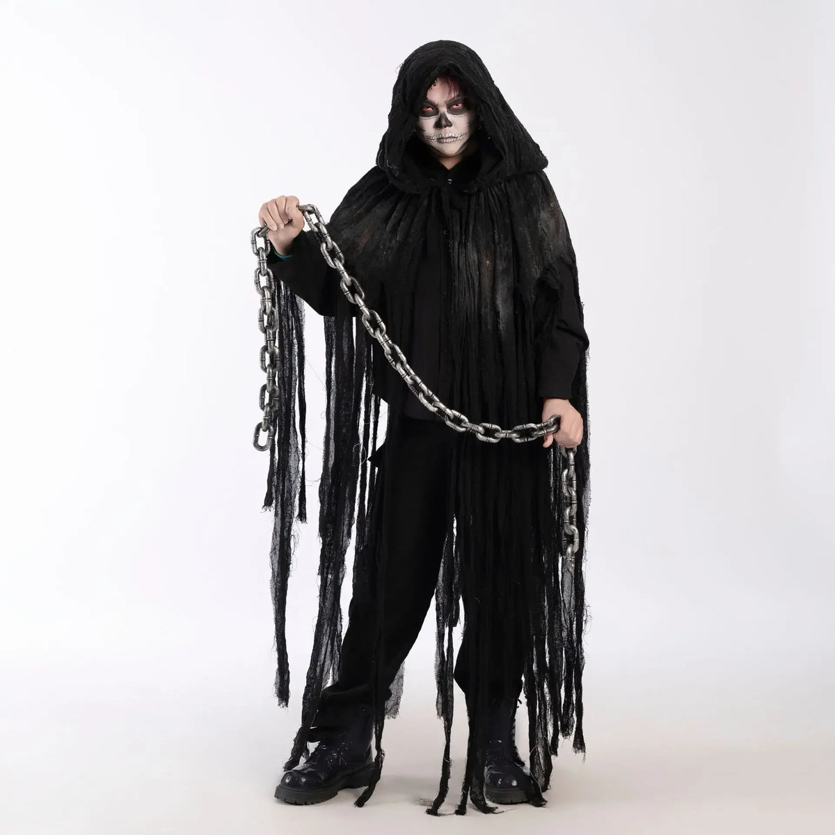 Adult Halloween Ghost Dementors Cosplay Costume Horror Dilapidated Tassels Zombie Hooded Cape Day Of The Dead Party Outfits