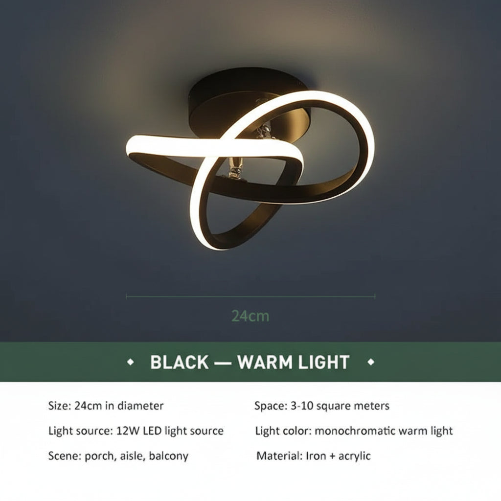 Modern LED Ceiling Light – Minimalist Black Flush Mount Lamp for Living Room, Bedroom & Entryway