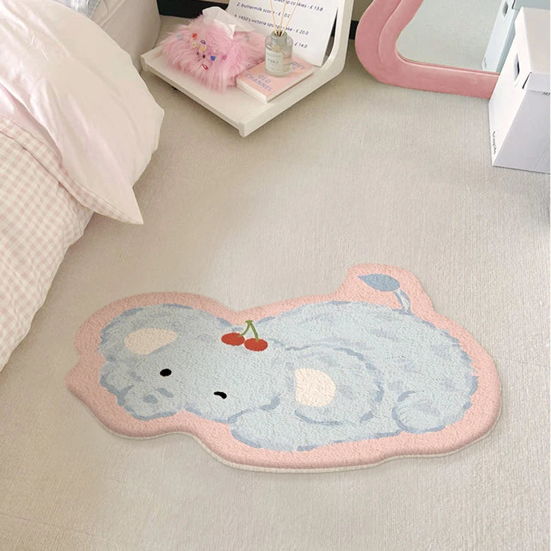 Imitation Cashmere Rug, Soft Plush Polyester Floor Mat with Anti-Slip Design, Modern Bedside Carpet for Bedroom, Living Room, Girls’ Room & Home Decor