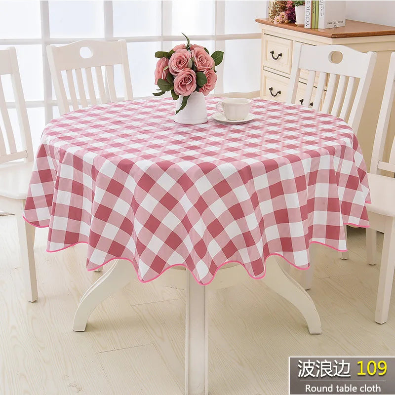 Round Floral PVC Tablecloth, Waterproof & Oilproof Pastoral Table Cover with Soft Velvet-Style Backing, Easy-Clean Kitchen Dining Table Decor for Wedding, Party & Outdoor Use