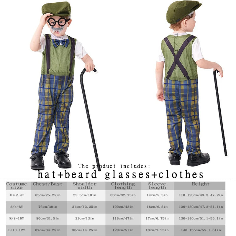 Halloween Children's Cosplay Costumes - Multiple Styles of Grandpa and Centenarian Performance Wear