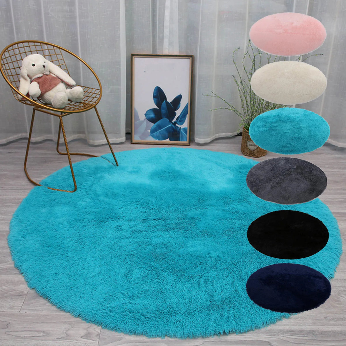 Faux Sheepskin Rug 40cm, Soft Shaggy Wool-Look Carpet Mat, Non-Slip Plush Floor Rug for Bedroom, Bedside, Living Room & Home Decor