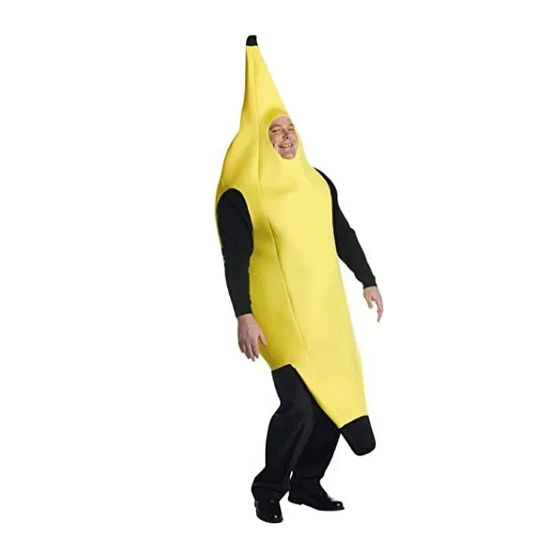 Banana Halloween Costume for Adults Kids Funny Fruit Stage Outfit Carnival Party Performance Wear Comedy Costume Set