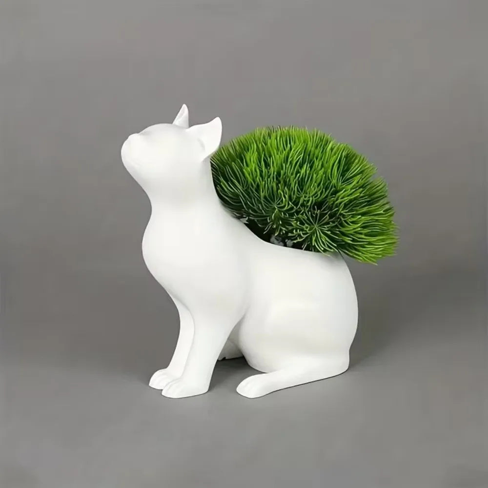 Cute Cat Plant Pot 16×15×9cm, 3D Printed Irregular Cat-Shaped Planter, Cartoon Kitten Flower Pot Holder for Succulents, Flowers & Green Plants, Indoor & Outdoor Decor