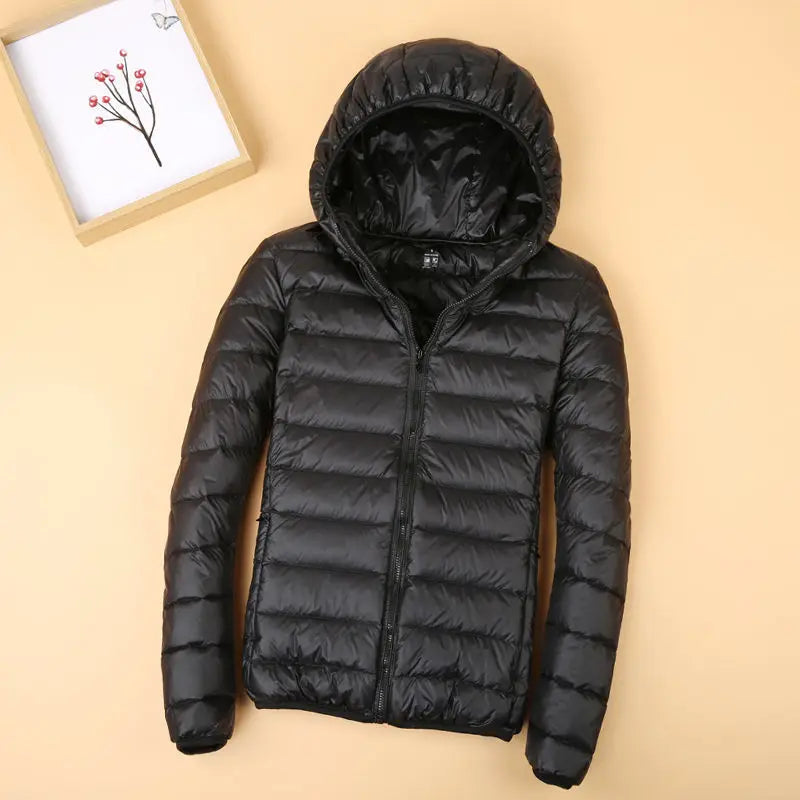 Autumn and Winter Women's Hooded Down Jacket 2026 New Simple Fashion Solid Color Elegant Commuter Mother Outdoor Jacket