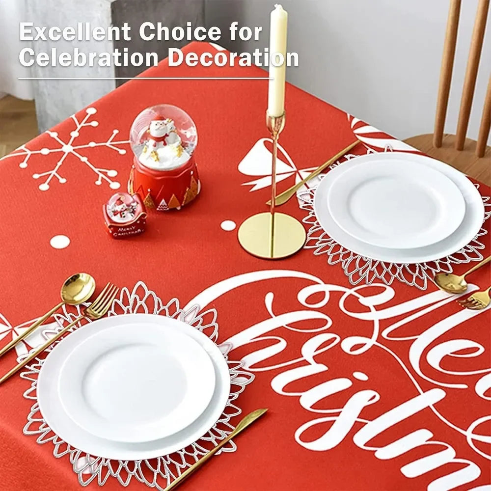 Set of 6 Round PVC Placemats – Wipeable Heat-Resistant Hollow Leaf & Flower Table Mats for Christmas, Thanksgiving, Weddings & Home Dining