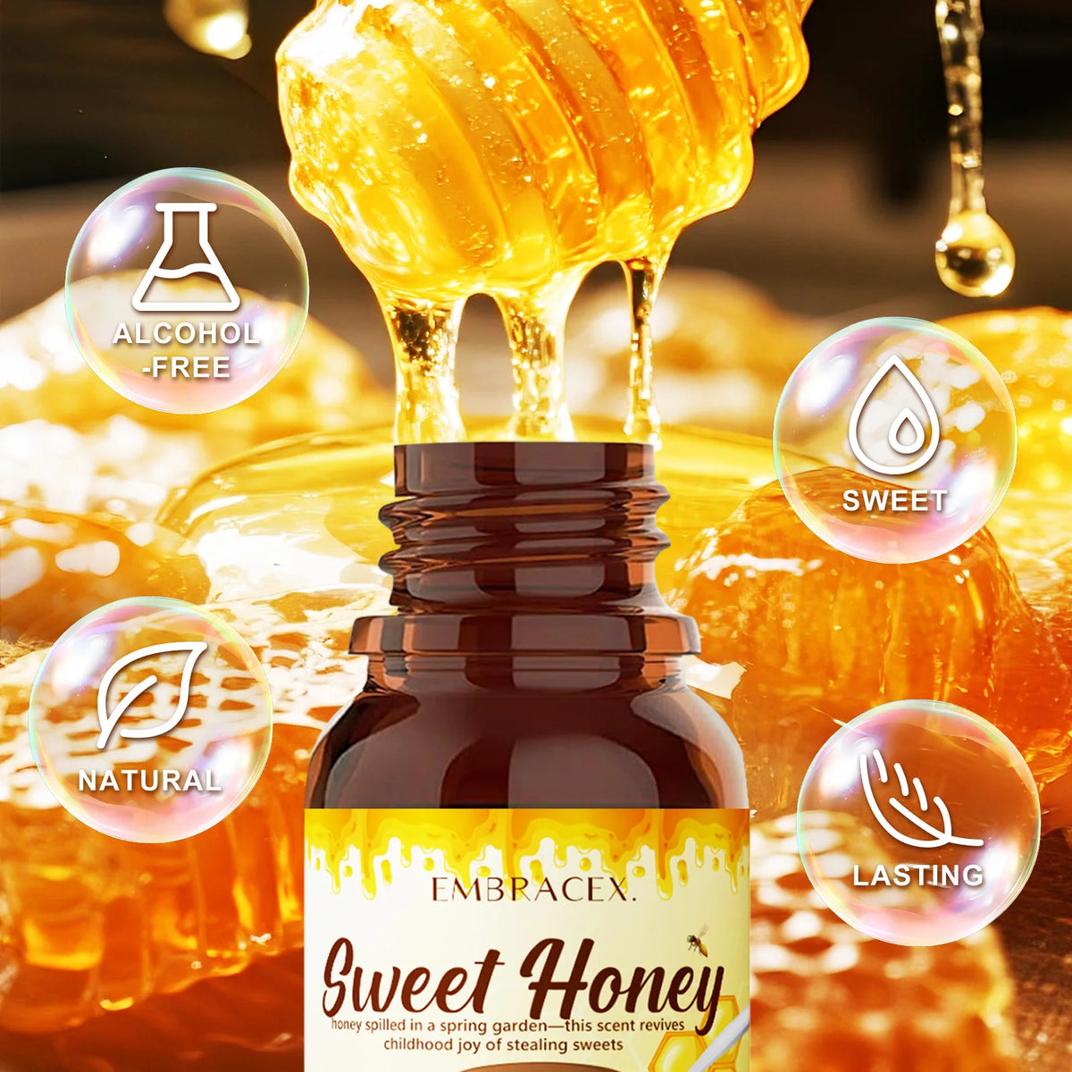 Honey Fragrance Oil 10ml, Long-Lasting Aroma Oil for Diffusers, Humidifiers, Oil Burners & DIY Candles, Home, Car & Holiday Gift