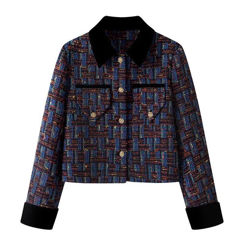 French Retro Color Contrast Small Fragrant Wind Short Coat Women 2026