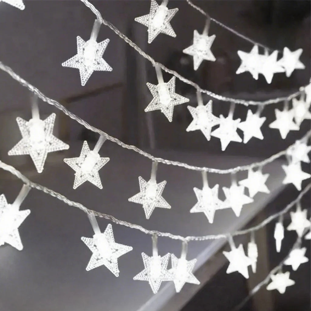 LED Star String Lights, Star Garland Fairy Lights Chain with 5V Bulbs for Party, Wedding, Garden, Halloween & Christmas Home Decor