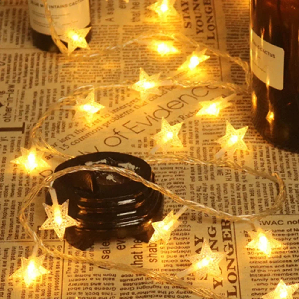 LED Star String Lights, Star Garland Fairy Lights Chain with 5V Bulbs for Party, Wedding, Garden, Halloween & Christmas Home Decor
