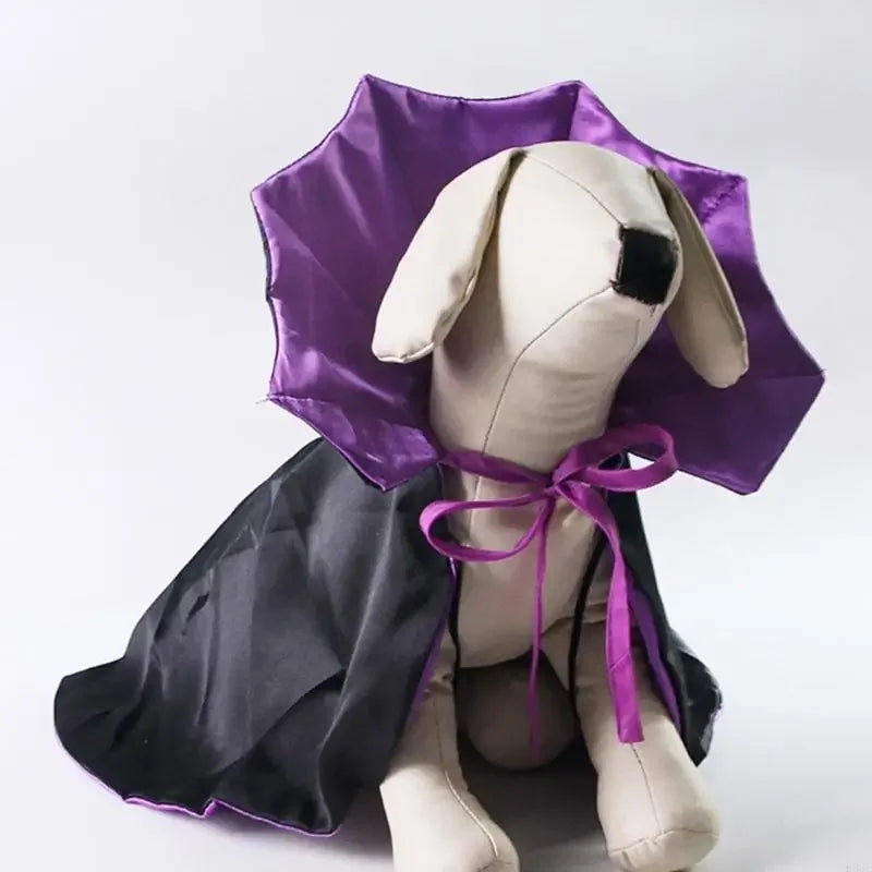 Halloween Pet Costume Cloak with Easy to Wear Laceup Tied Design Comfortable Polyester Dog Cosplay Outfit for Parties
