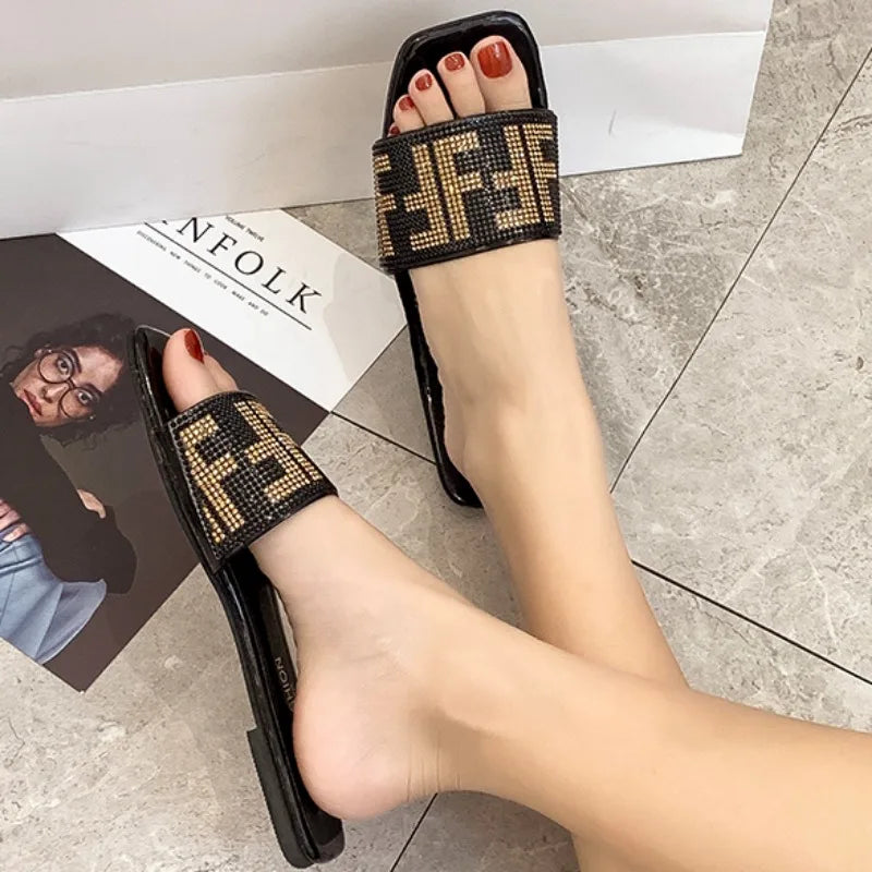 2026 Summer New Fashion Square Toe Ladies Slippers
