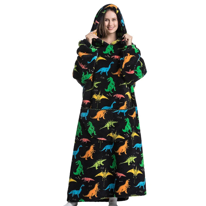 Women's Plush Blanket,Men's Warm And Thick Hooded Adult Cosplay Cute Cartoon Tv Blanket Bodysuit Extra Long Home Wear Pajamas