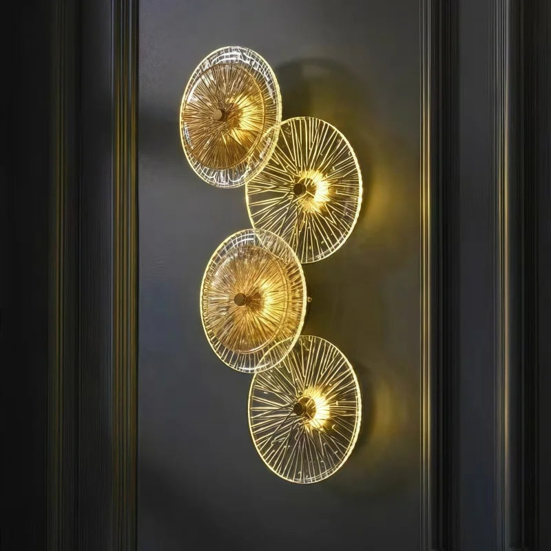 Modern LED Glass Wall Lamp, Up & Down Striped Clear Glass Sconce with 3-Color Lighting, 5W Indoor Wall Light for Bedroom, Dining Room, Hallway, Bathroom & Foyer