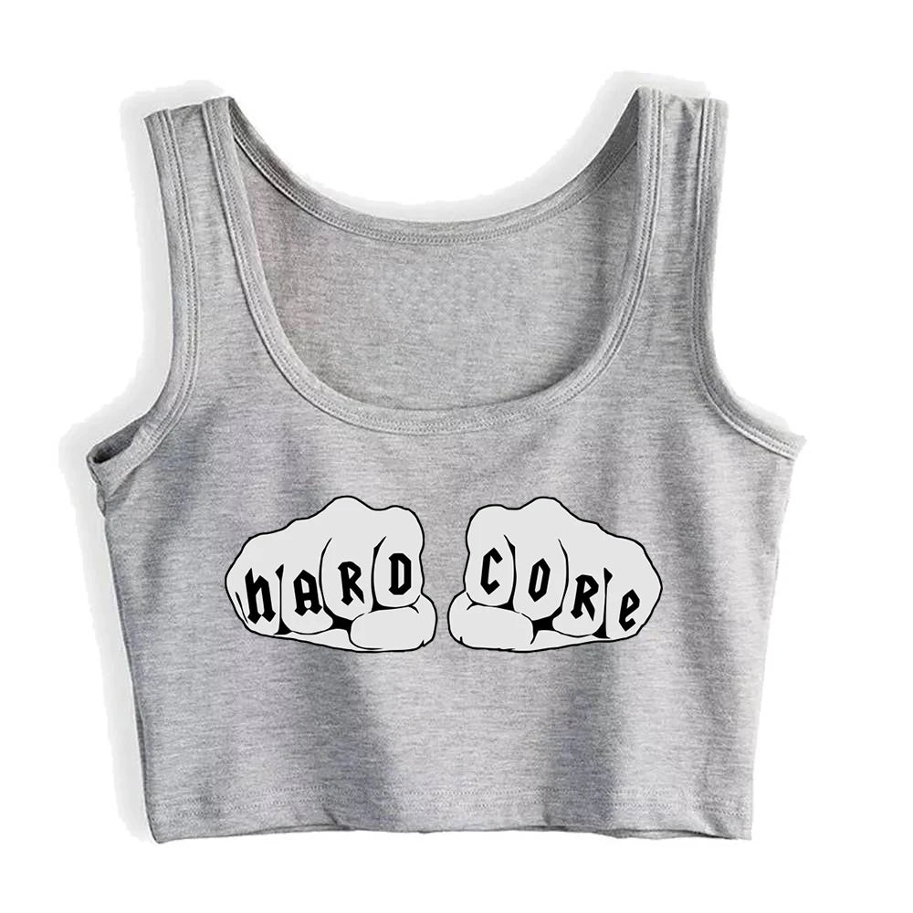 Hardcore Fists Rave Quote Tank Top Basic Solid Crop Top Summer Sport Style Designing Breathable Slim Fit Tank Top
