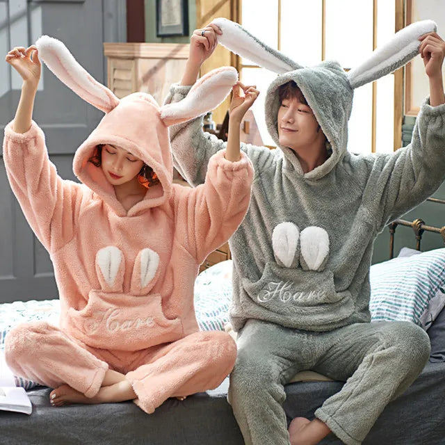 Couples Winter Pajama Set | Soft Kawaii  Cartoon Matching Sleepwear