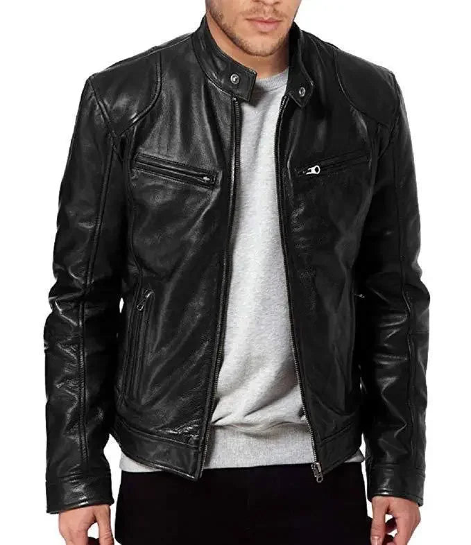 Men's Leather Jacket Bomber Motorcycle Biker Pu Leather Casual Loose