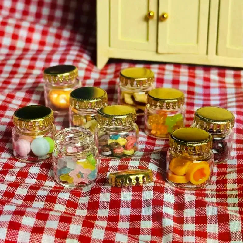1/10Pcs 1/6 Dollhouse Mini Food Toy Sealed Can Cute And Exquisite Miniature Kitchen Glass Bottle Model With Caps DIY Accessories