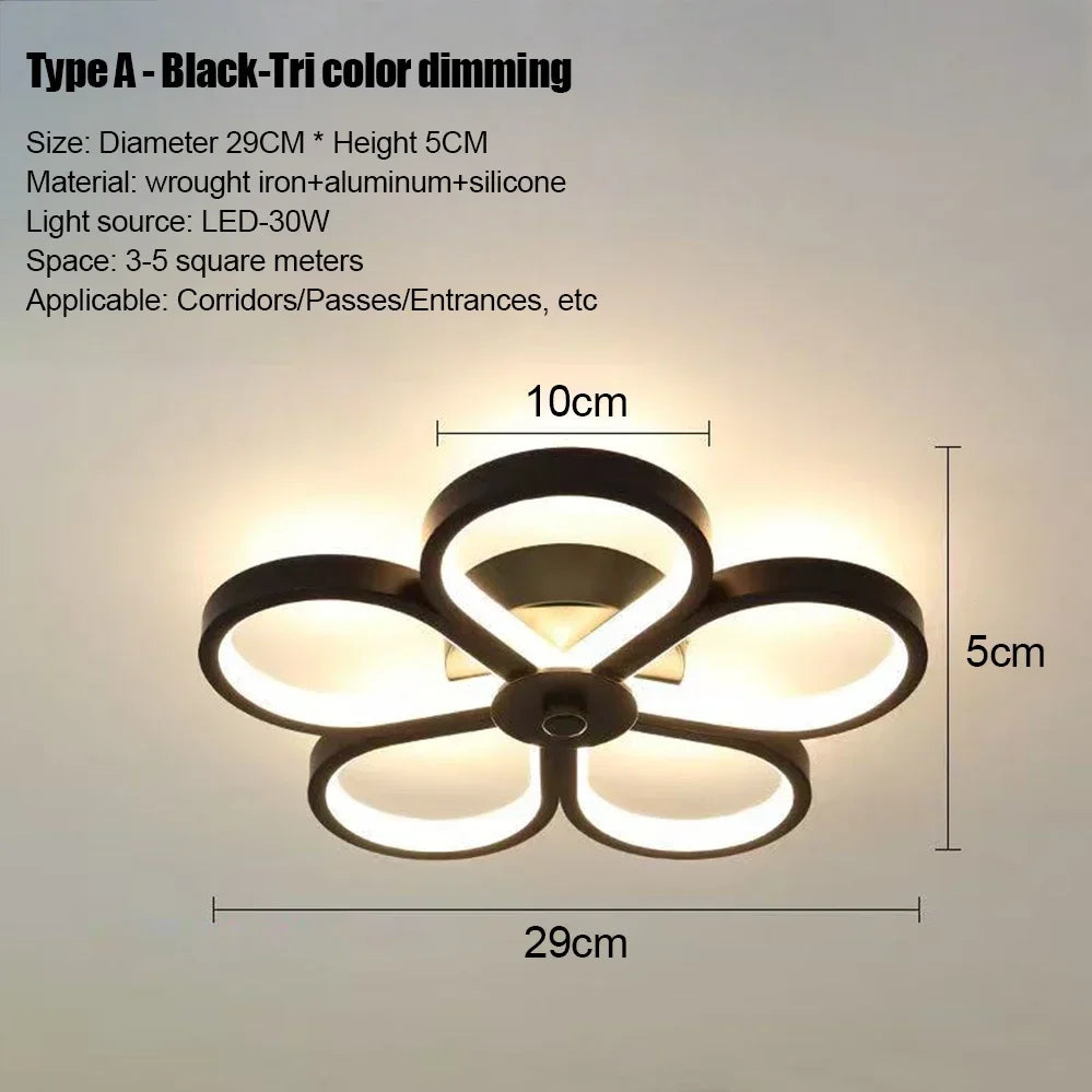 Modern LED Ceiling Light – Multi-Shape Minimalist Flush Mount Lamp with 3-Color Lighting