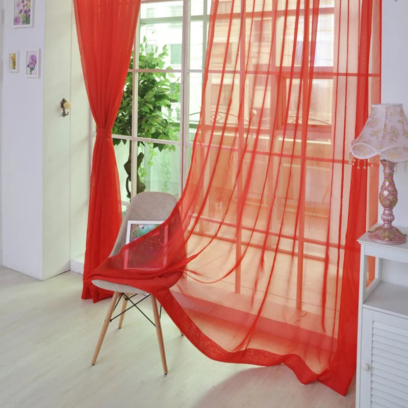 Colorful Sheer Tulle Curtain 1pc, 200×98cm Polyester Rod Pocket Window Panel with Plant Embroidery, Translucent Curtain for Bedroom, Kitchen, Living Room & Kids Room
