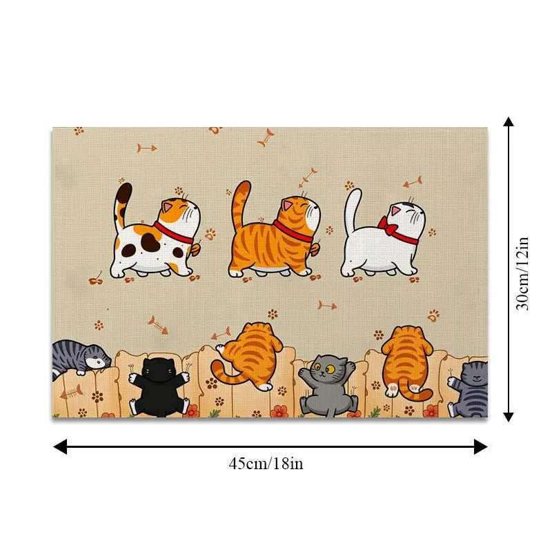 4Pcs, Cat-Themed Placemats, Best Placemats, Washable, Suitable for Holiday Parties, Home Decor, Kitchen Countertops, Rectangular Dining Rooms, Make Your Dining Room and Kitchen More Beautiful, Birthday Gifts and Housewarming
