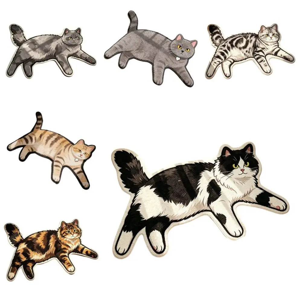 Cute Cat Shaped Floor Mat 40×60cm, Soft Crystal Velvet Polyester Rug with Absorbent Non-Slip Backing, Cartoon Cat Carpet for Bathroom, Bedroom, Entryway & Home Decor