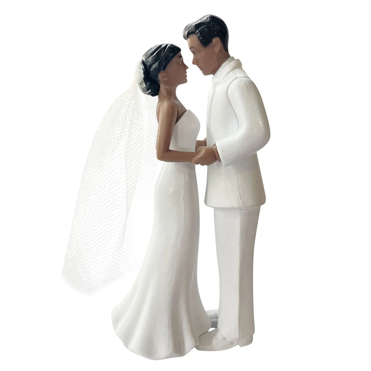 Elegant Bride & Groom Wedding Cake Topper with White Veil – 4.33" Plastic Cake Decoration for Weddings, Engagements & Anniversaries
