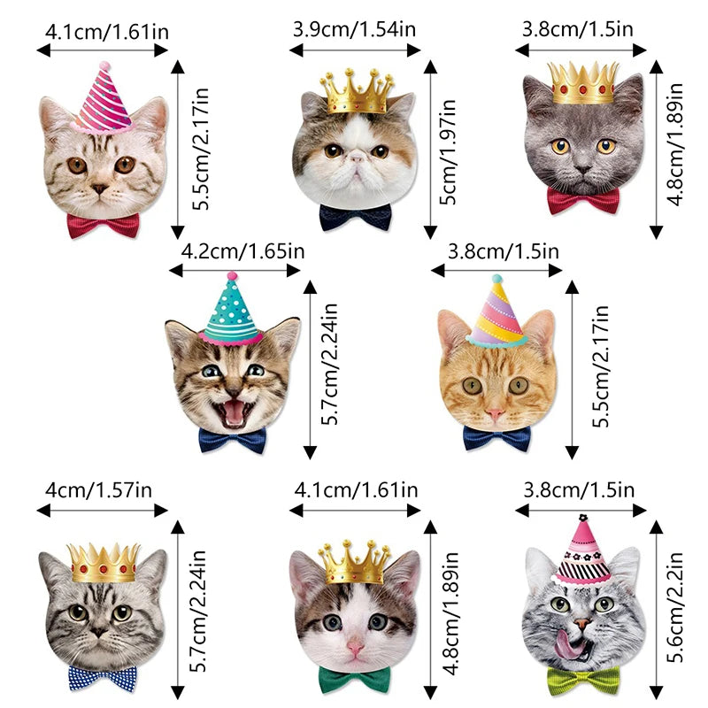 8-Piece Cute Cat Cupcake Toppers – Cat Themed Birthday Cake & Dessert Decorations for Kids’ Parties