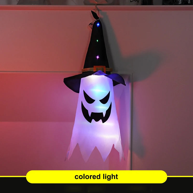 Halloween Glowing Witch Hat Lanterns Hanging Decor for Garden Porch Room Indoor Outdoor Holiday Party Props Decor,Ghost Light