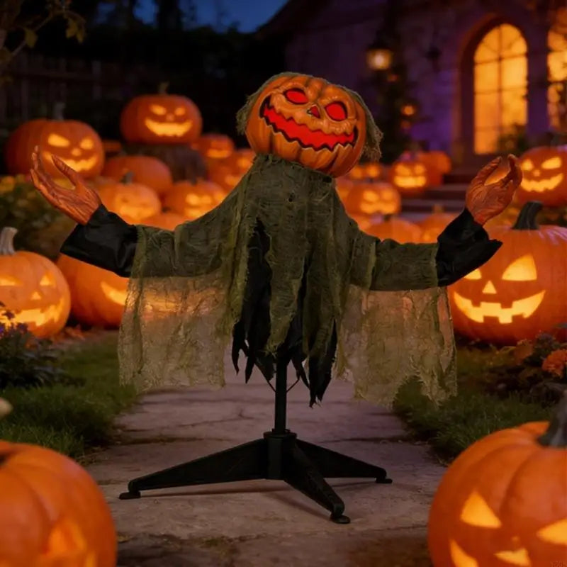 Interactive Halloween Pumpkin Specter Props Pumpkin Specter Lawn Stake Ornament With Activated Swing LED Y5GB