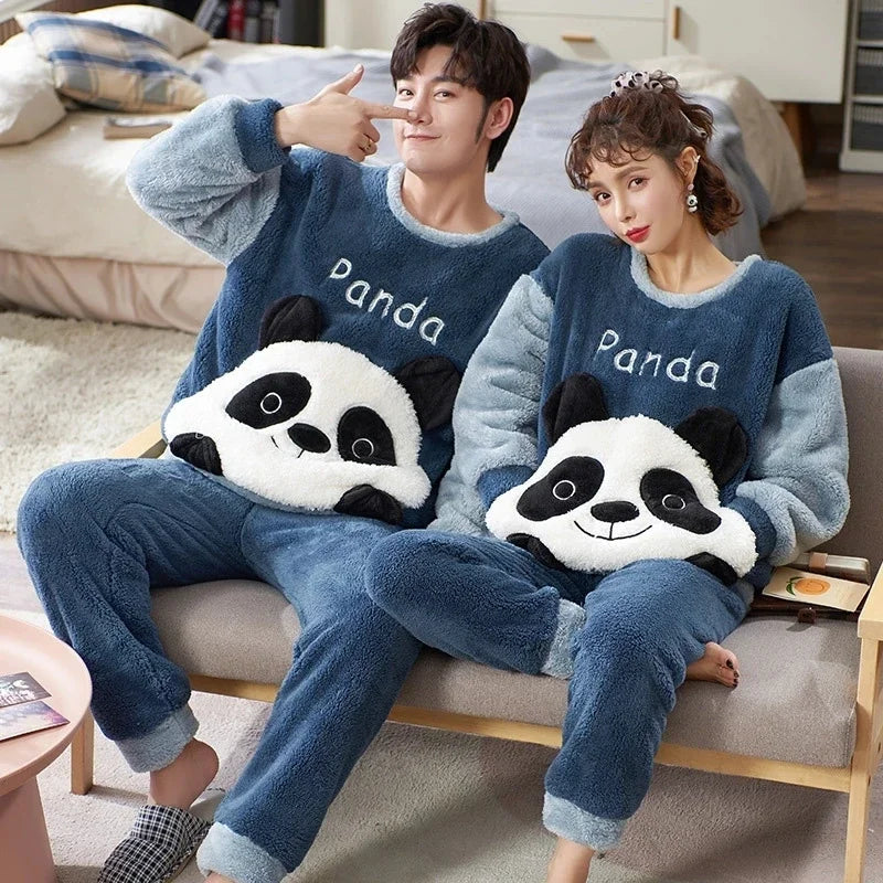 Couples Winter Pajama Set | Soft Kawaii  Cartoon Matching Sleepwear