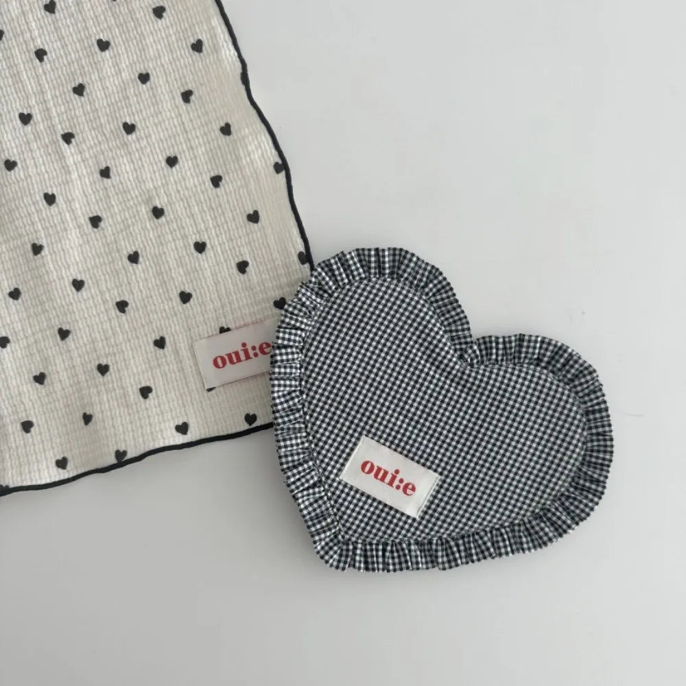 New Heart-shaped Placemats Dining Table Plaid Loving Western Food Mats Decorative Pleated Lace Fabric Coaster Home Decor